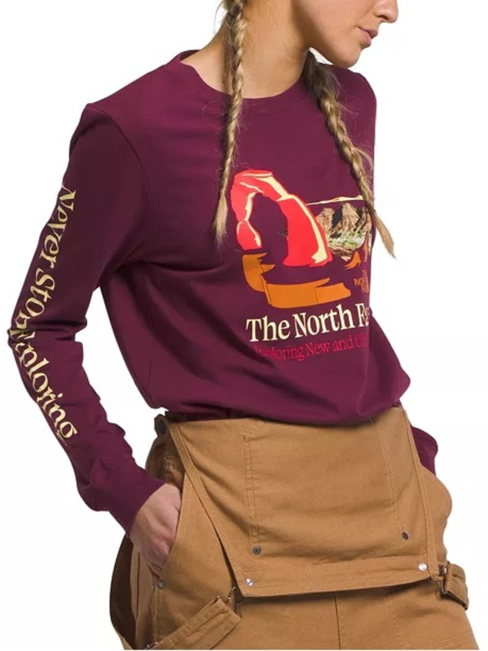 The North Face Places We Love Long-Sleeve Graphic Crewneck T-Shirt, Size S, NWT
